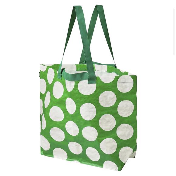 Ikea totes SÄCKKÄRRA Shopping bag, white/green, 7x17 ¾x17 ¾ "/10 gallon lot of 4 - Picture 1 of 8